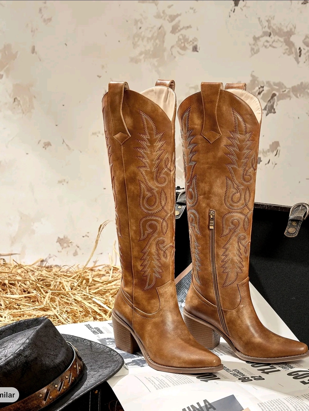 NEW IN BOX Women's Side Zipper Chunky Heel Knee High Western Boots Size 8